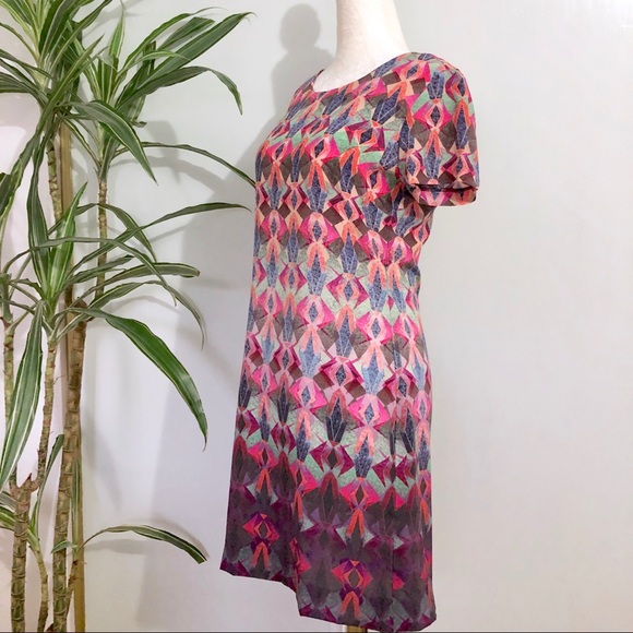 Kachel Geometric Diamond Scope Silk Shift Dress - Picture 3 of 8